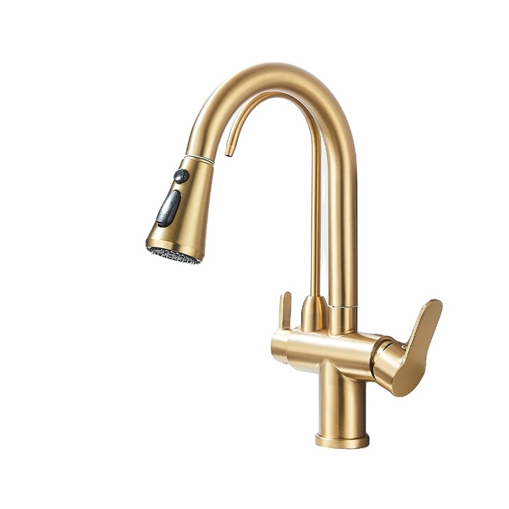 Szaniter csaptelep, modern design, két fogantyú, fekete, 21x22cm