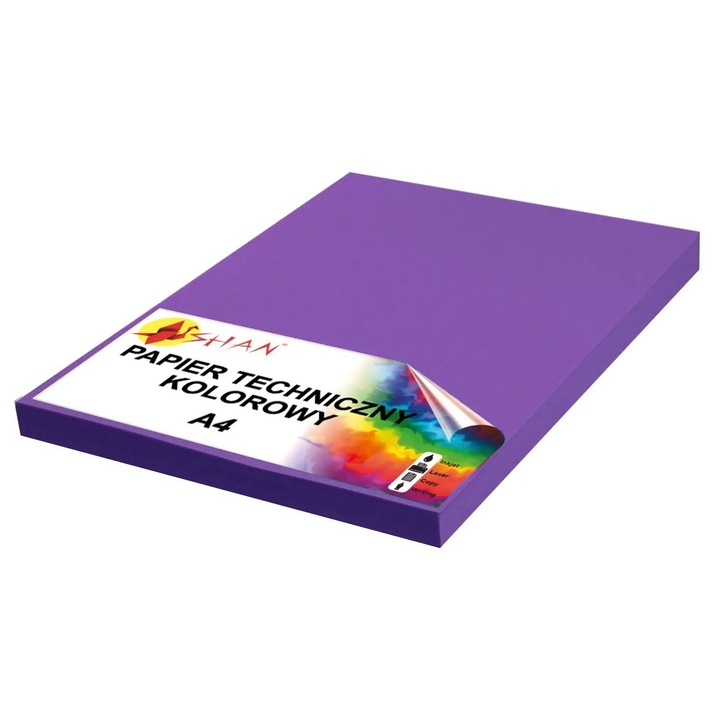 Hartie tehnica A4, Shan, 140g, set 50 coli, violet inchis