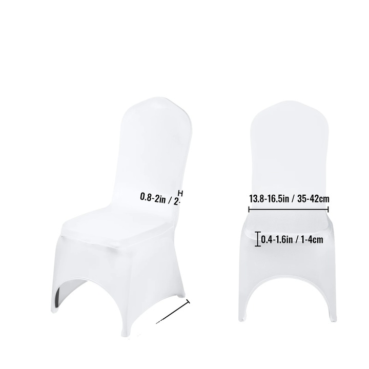 Huse scaune, alb, set 100 buc, material elastic, potrivite pentru diverse dimensiuni