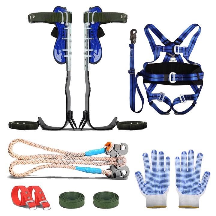 Set de escalada pentru copaci, 330LB capacitate, design ergonomic, culoare albastra