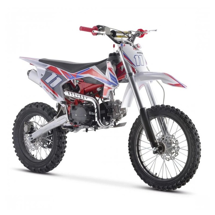Motocicleta cross MiniRocket SuperPit 125cc 4T Benzina pornire la buton roti 17/14 Rosu Negru