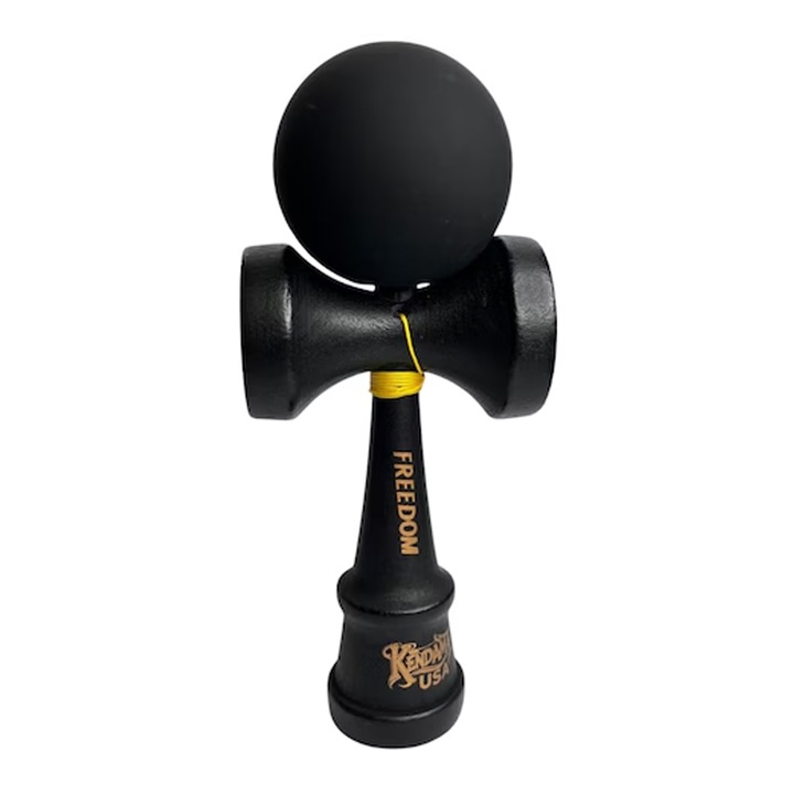 Kendama Editie Negru Mat, Lemn Premium, Bila Rubber Grip, 18 cm, Negru Mat