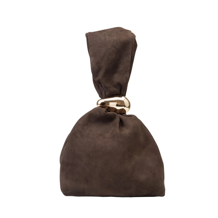 Női táska természetes velúr bőrből, sötétbarna Eliza