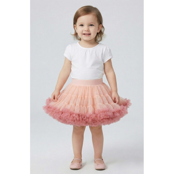 Fusta Fetite Tutu Premium - Pettiskirt Pufoasa - Ideala pentru Petreceri si Sedinte Foto, Crem