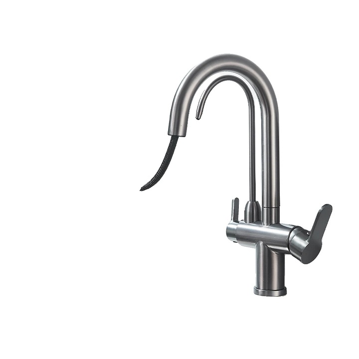 Szaniter csaptelep, modern design, érintésérzékelővel, szürke, 21x22cm