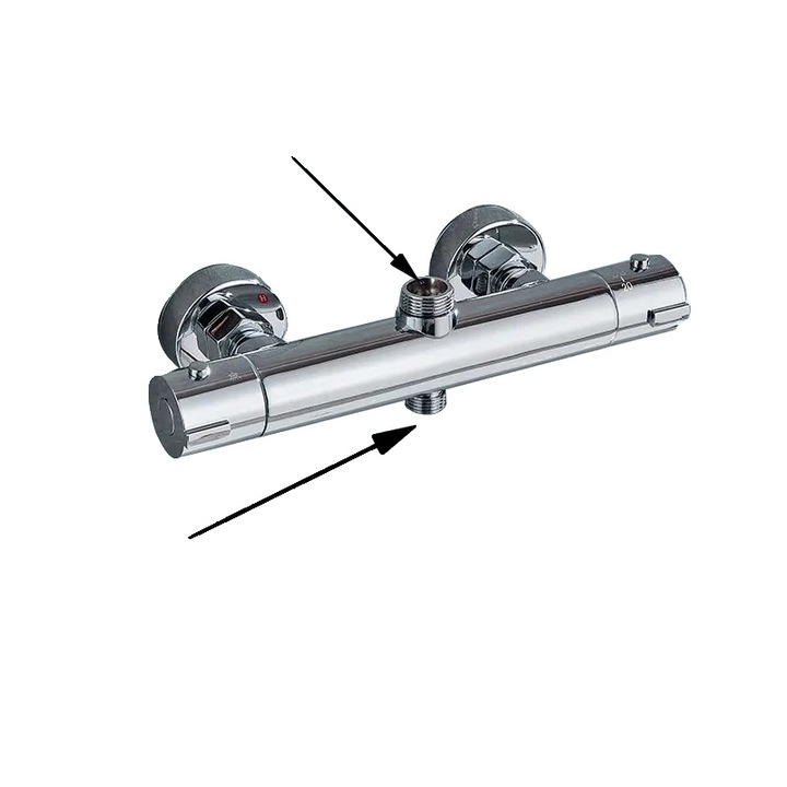 F típusú zuhanycsaptelep, termosztatikus vezérlésű, falra szerelhető, króm