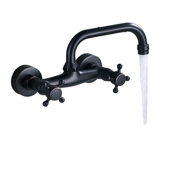 Fali csaptelep, 24 cm, két fogantyú, oxidált bronz kivitel