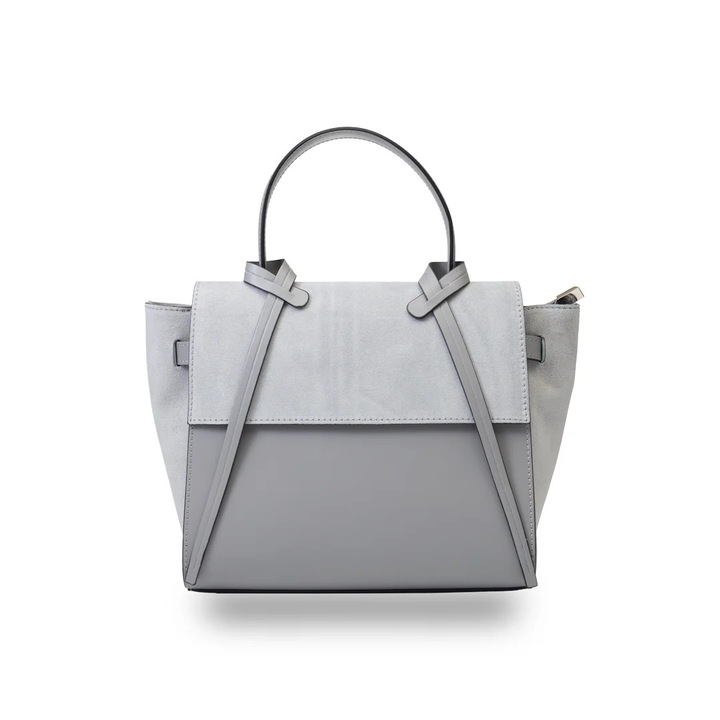 Természetes szürke velúr bőrből készült női táska Erika