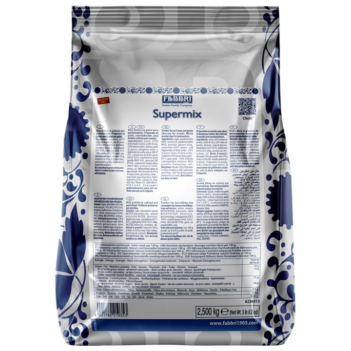 Fabbri pudra baza pentru inghetata aroma intensa de lapte Fabbri Supermix 2.5kg