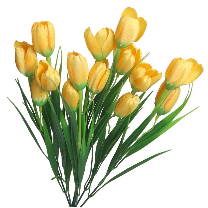 Krokusz művirág csokor, 7 ág, sárga, 44cm