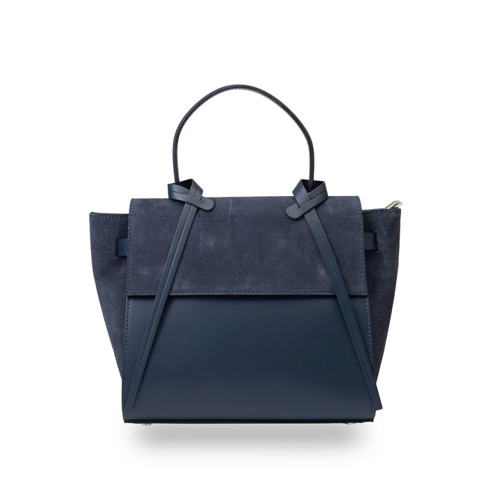 Női táska természetes velúrból, sötétkék Erika