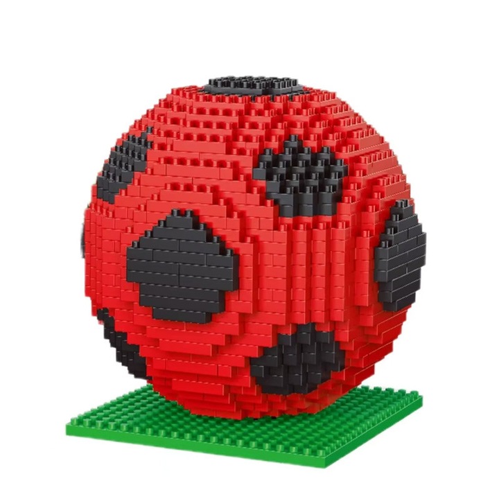 Minge De Fotbal Din Piese De Constructie, Habarri, Minge Rosu-Negru, 10+ Ani, 10 cmx10 cm, Joc Creativ Montessori, Jucarie Baieti Interactiva, Cadou Sportiv, Puzzle 3D Fotbal, Asamblare Creativa, Multicolor