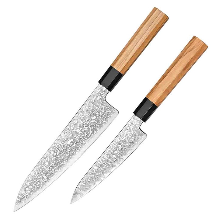 Set de cuțite de bucătărie din oțel Damasc Xinzuo PM8O – 2 bucăți