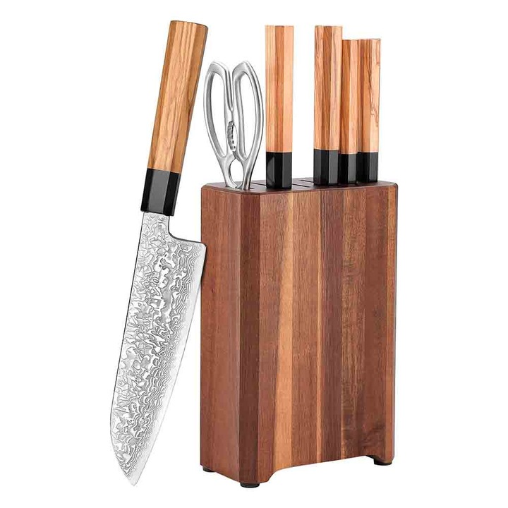 Set de cuțite de bucătărie din oțel Damasc Xinzuo PM8O – 7 piese