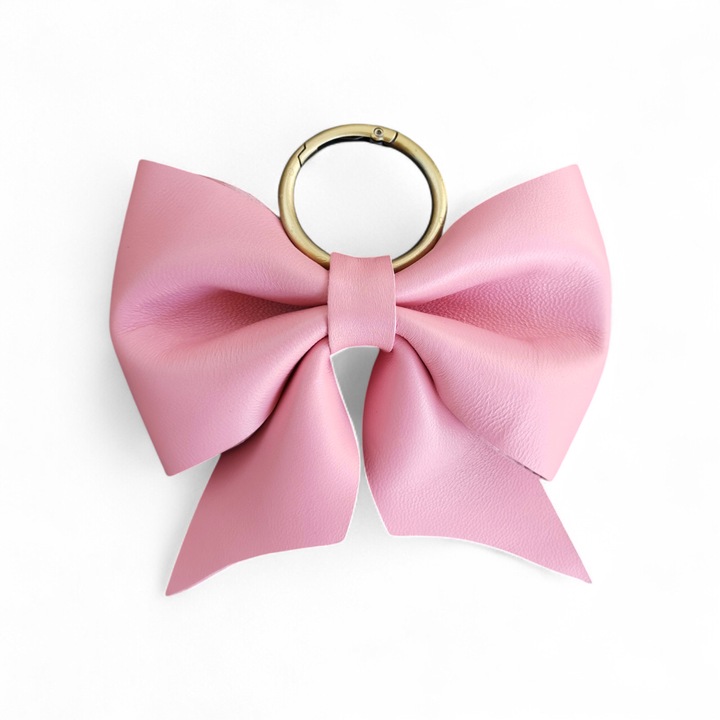 Funda decorativa din piele pentru geanta, breloc accesoriu feminin, Colectia Dolce, 12 x 10 cm, ambalaj cadou cu fereastra, ROZ