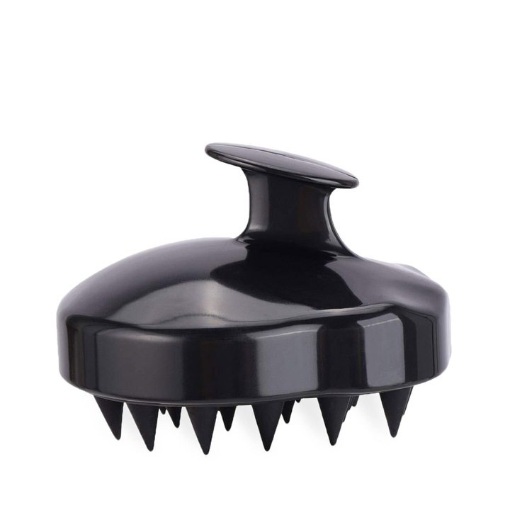 Perie pentru masaj scalp din silicon, pentru stimularea cresterii parului, curatare profunda a scalpului, negru