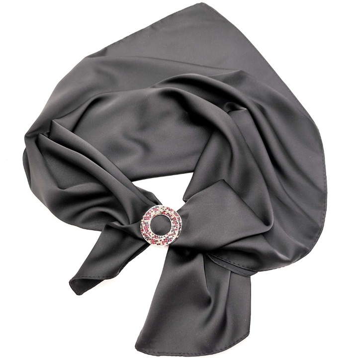 Set esarfa neagra si brosa cu strasuri