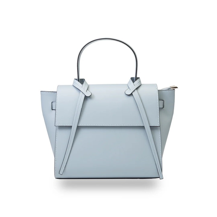 Női táska természetes bőrből, világoskék Erika