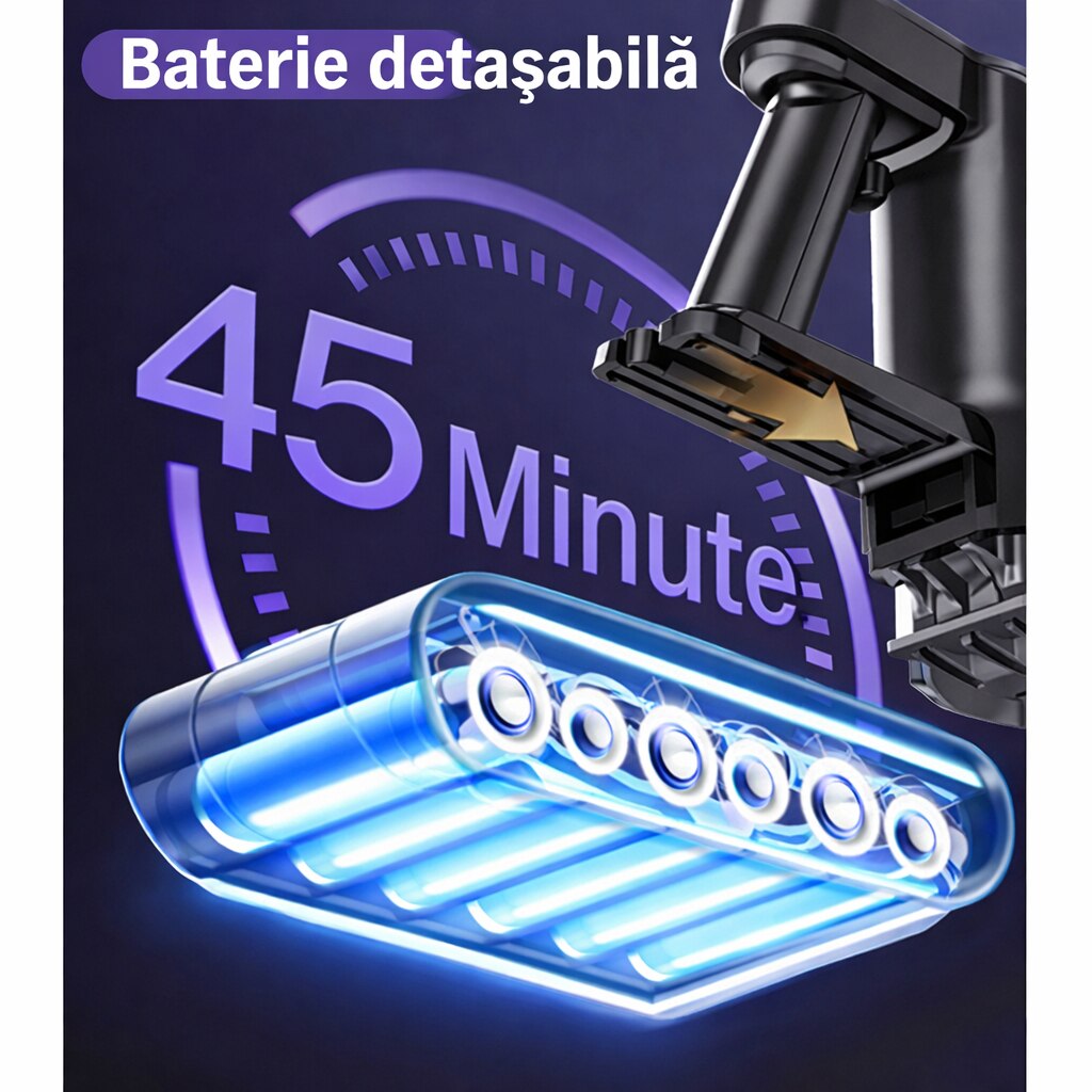 Aspirator Vertical Fara Fir Techsen W1 Aero, 40KPa, LED, 450W, Sistem Filtrare HEPA, Tub Extensibil, Perii Multiple