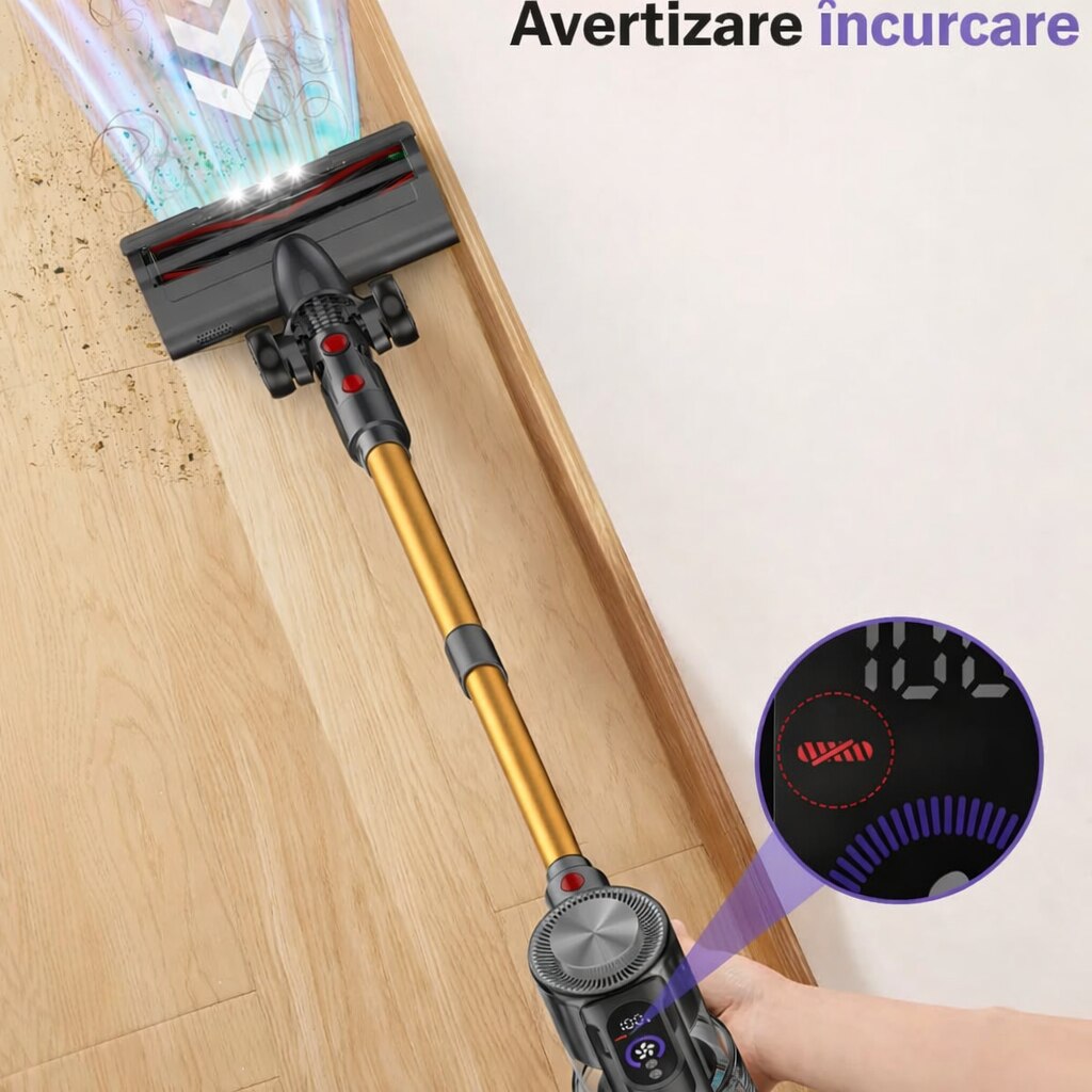 Aspirator Vertical Fara Fir Techsen W1 Aero, 40KPa, LED, 450W, Sistem Filtrare HEPA, Tub Extensibil, Perii Multiple
