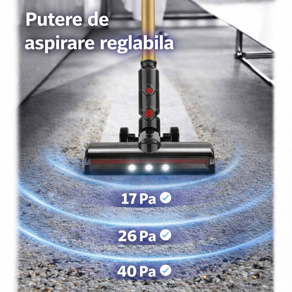 Aspirator Vertical Fara Fir Techsen W1 Aero, 40KPa, LED, 450W, Sistem Filtrare HEPA, Tub Extensibil, Perii Multiple