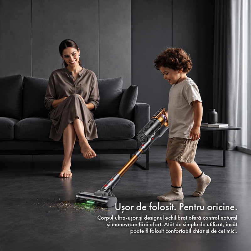 Aspirator Vertical fara Fir Techsen W1 Storm, Design Self-Standing, 3 Nivele Ajustabile, Baterie Li-ion, Afisaj LED, Sistem de Filtrare HEPA Detasabil, LED Verde Perie Podea, Tub Extensibil, Accesorii Multiple
