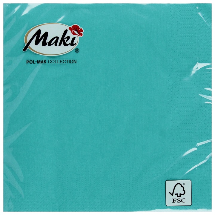 Servetele de hartie Euro-Trade, turcoaz, 33x33cm, set 20 bucati, 3-straturi