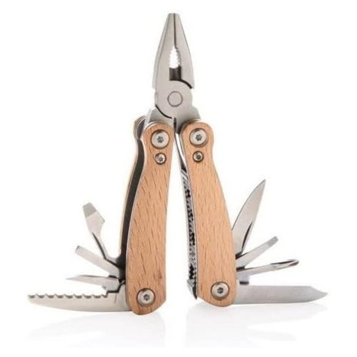 Multitool PARENCE, mânere din lemn, 4, 6 x 9, 8 cm, 13 instrumente