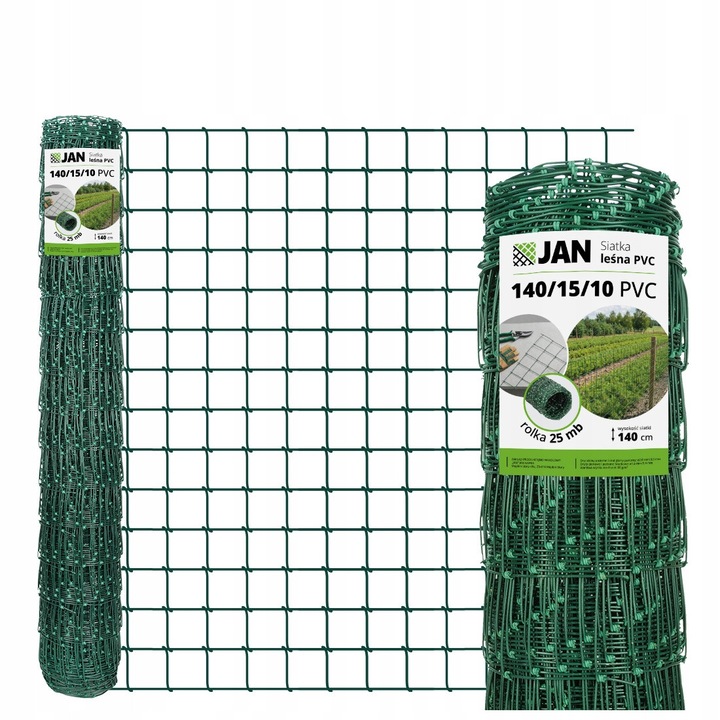 Plasa Impletita Lesi, JAN, 140/15/10, Verde, OC, PVC, 25m, Protectie Inalta, Rezistenta Coroziune, Ideala Sarcini Grele, Premium