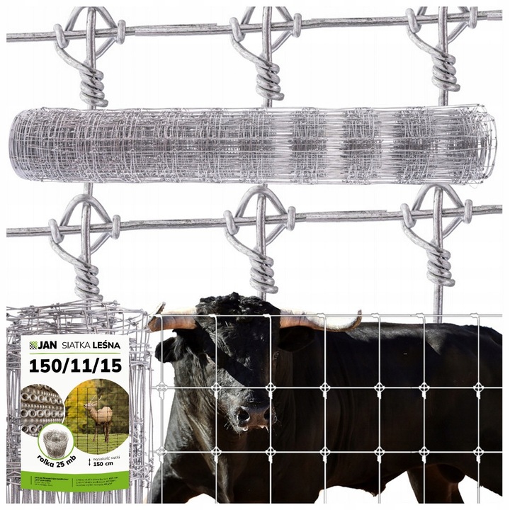 Plasa forestiera TITAN KNOT 150x11x15, 25mb, fir fi 2.5mm, zincare 245g/m2, nod cravata fix, protectie cerbi, rezistenta mecanica premium, montaj rapid, durata viata decenii