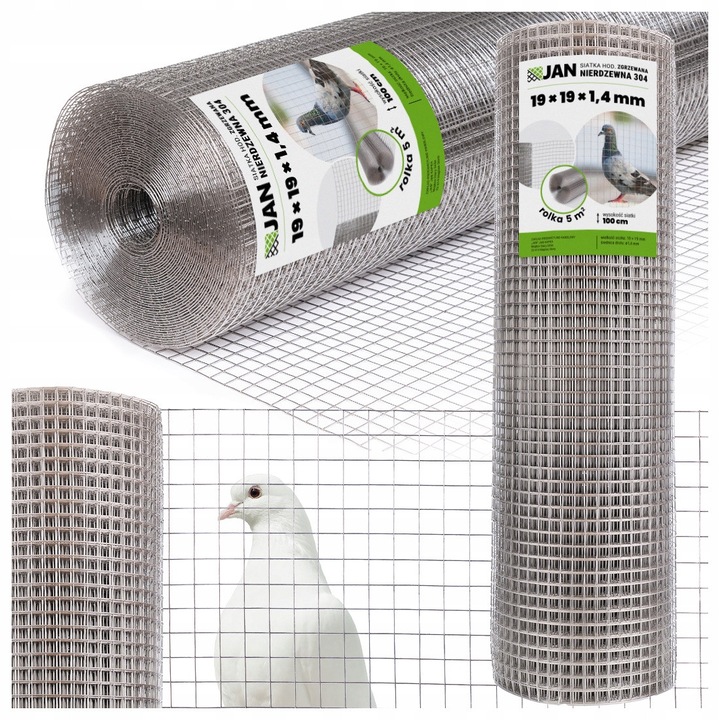 Plasă sudată JAN inox 304, 19x19x1.4mm, înălțime 1m, 5m2, exterior