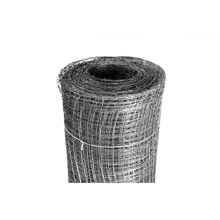 Plasa Rabitz constructii, 12x20mm, fir 0.8mm, 25m2, suport tencuiala, protectie fisuri, otel negru, flexibilitate ridicata, durabilitate pereti, calitate