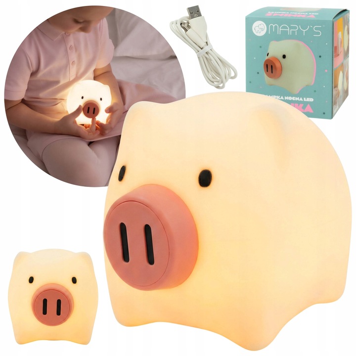 Lampa de noapte LED purcelus, sarcia.eu, temperatura culoare reglabila, incarcare USB, 200 ore autonomie