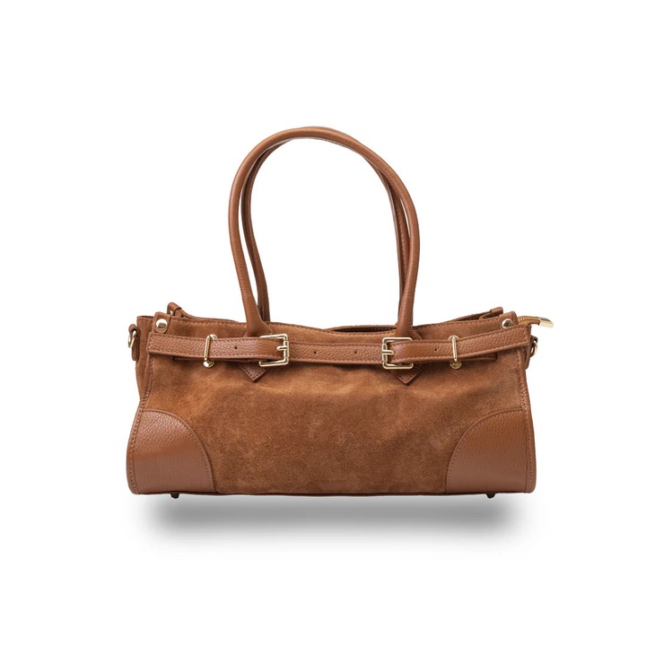 Evelin barna valódi bőrből készült női táska