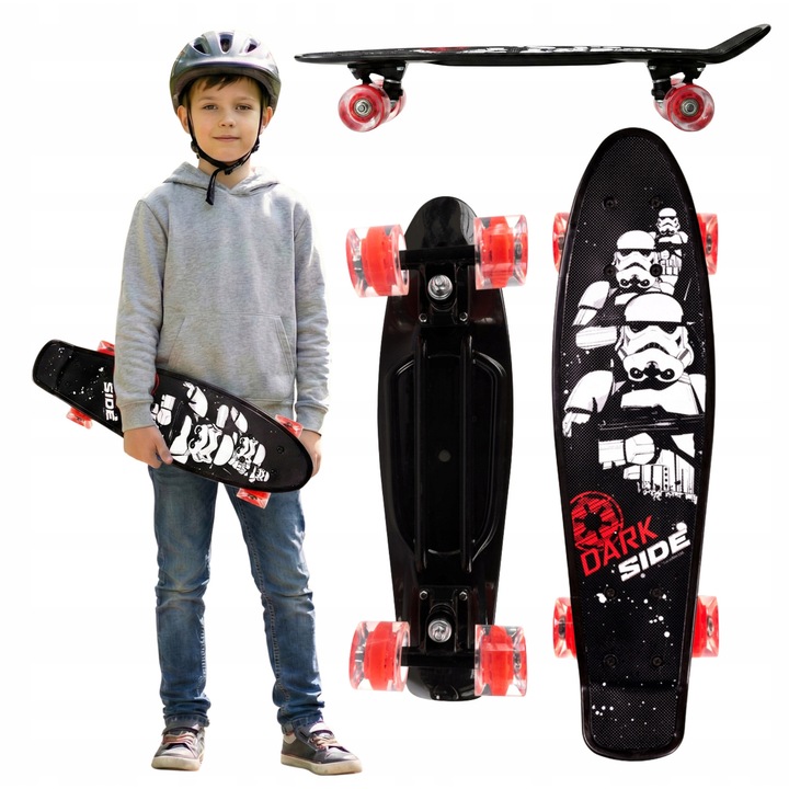 Skateboard Star Wars Stormtrooper 55cm, Roti PU, Rulmenti ABEC-7, Alb