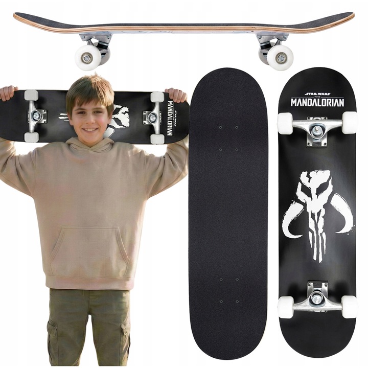 Skateboard Star Wars The Mandalorian, 79cm, Roti PU 90A, Antiderapant, Suporta 80kg