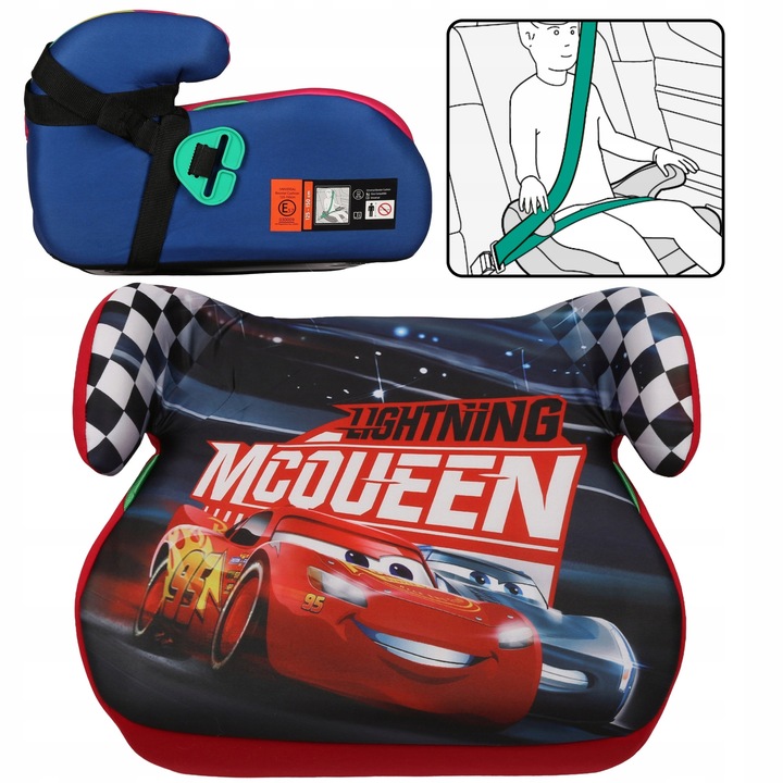 Scaun auto pentru copii Disney Cars Lightning McQueen R129, grupa 3, 125-150 cm, cu protectie laterala, siguranta sporita, montare usoara cu centura, confort optim, design ergonomic, material respirabil, usor de curatat, ideal pentru calatorii