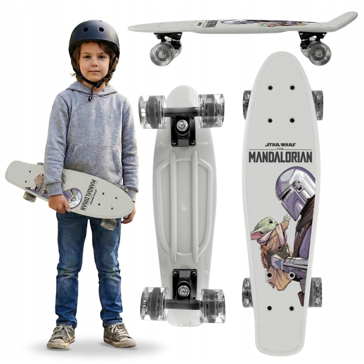 Skateboard, Star Wars, Roti 90A, dimensiune 55 cm, alb