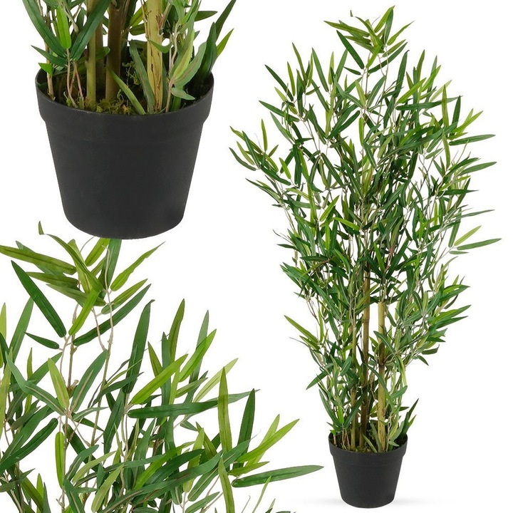 Artemis dekoratív műnövény, bambusz, 97cm, fekete, stabil cserép