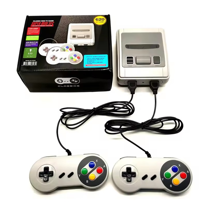 Consola de jocuri retro SFC 620, YDCY, set cu 2 controllere, plug-and-play, HDMI, multicolor