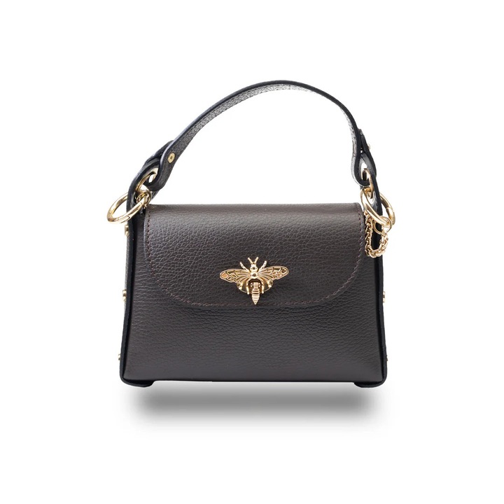 Geanta dama, piele naturala, Iris, Maro inchis, 6*20*13