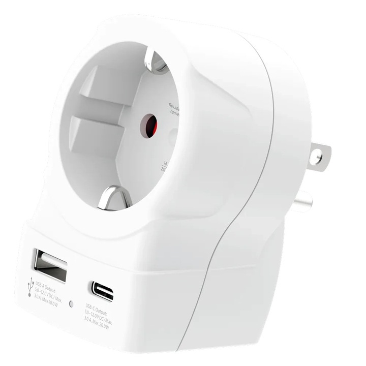 Adaptor universal Skross Europe to USA + 1xUSB-A/C, 20W, 1500284E