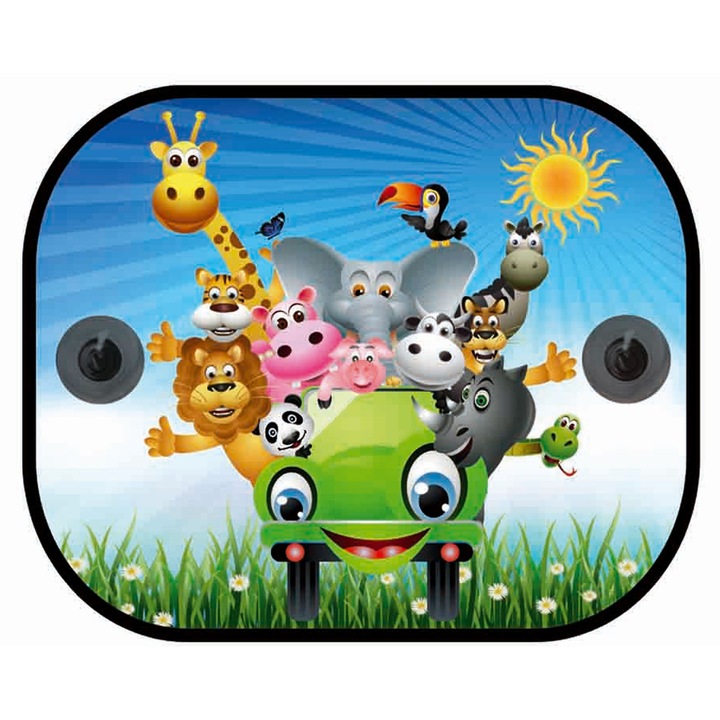 Parasolar auto, Carcommerce, 40x46 cm, prindere cu ventuze, multicolor