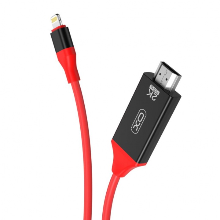 Cablu Audio si Video Lightning - HDMI, XO Design, 1.8m, Rosu