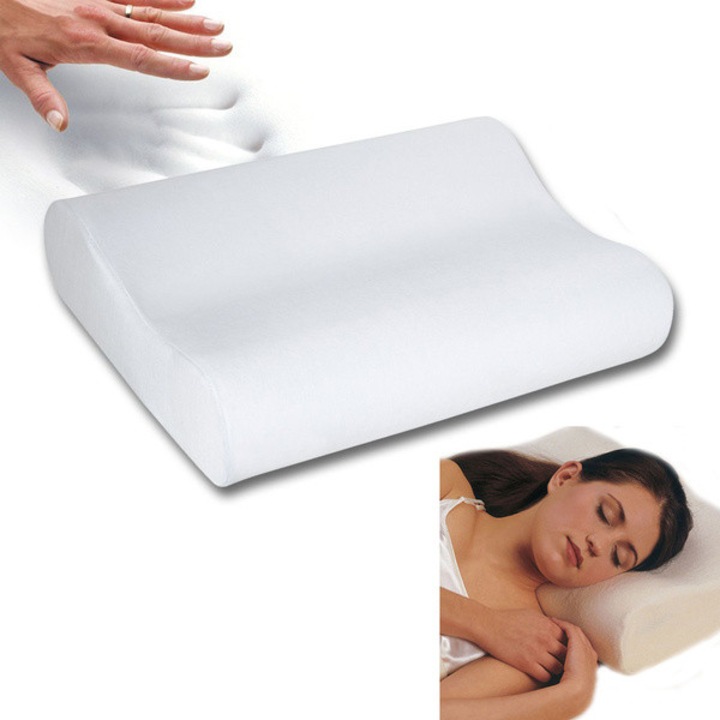 Perna ortopedica Memory Foam pentru gat si coloana, ergonomica, antialergica, husa detasabila, 50x30 cm