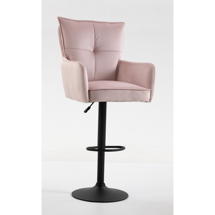 Scaun de birou, Votana, HR250W, Catifea, Baza Neagra, Roz Pudra