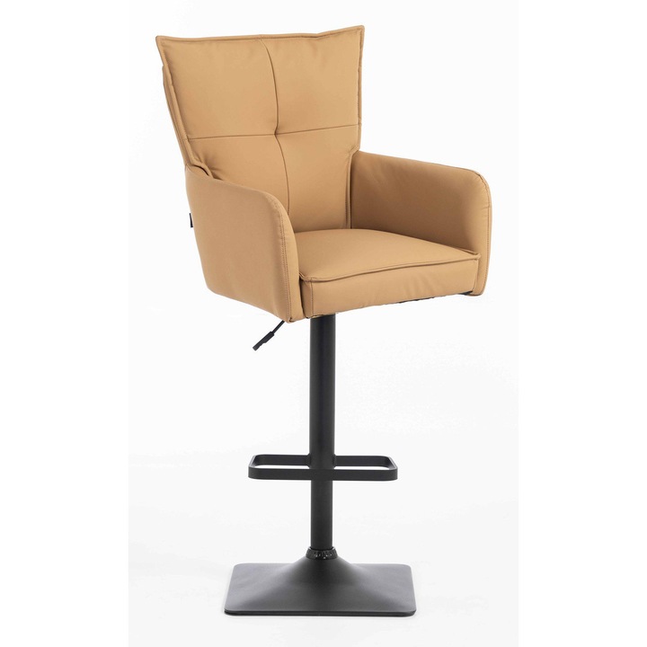 Scaun de birou, Votana, HR250KW, Piele Ecologica Premium Soft, Baza Neagra, Caramel