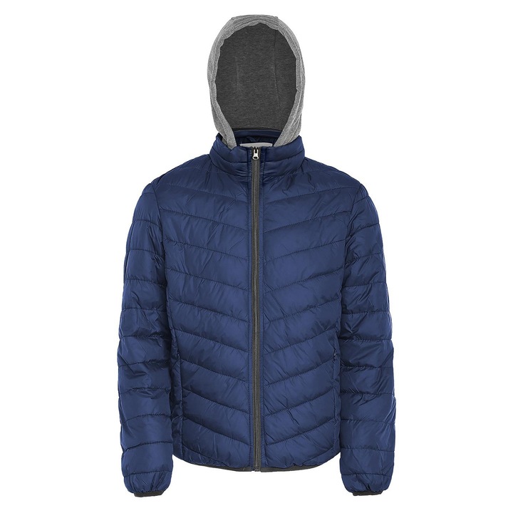 CALEY steppelt dzseki, tengerészkék, ultrakönnyű, kapucnis és cipzáras, L INTL