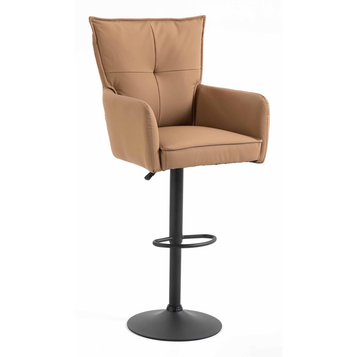 Scaun de birou, Votana, HR250W, Piele Ecologica Premium Soft, Baza Neagra, Caramel