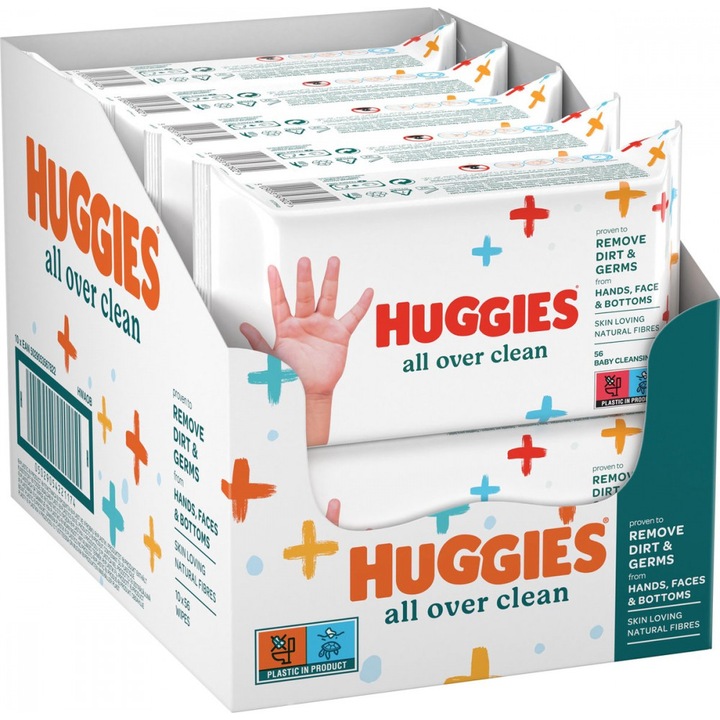 Set Servetele umede Huggies All Over Clean 10 pachete x 56 buc